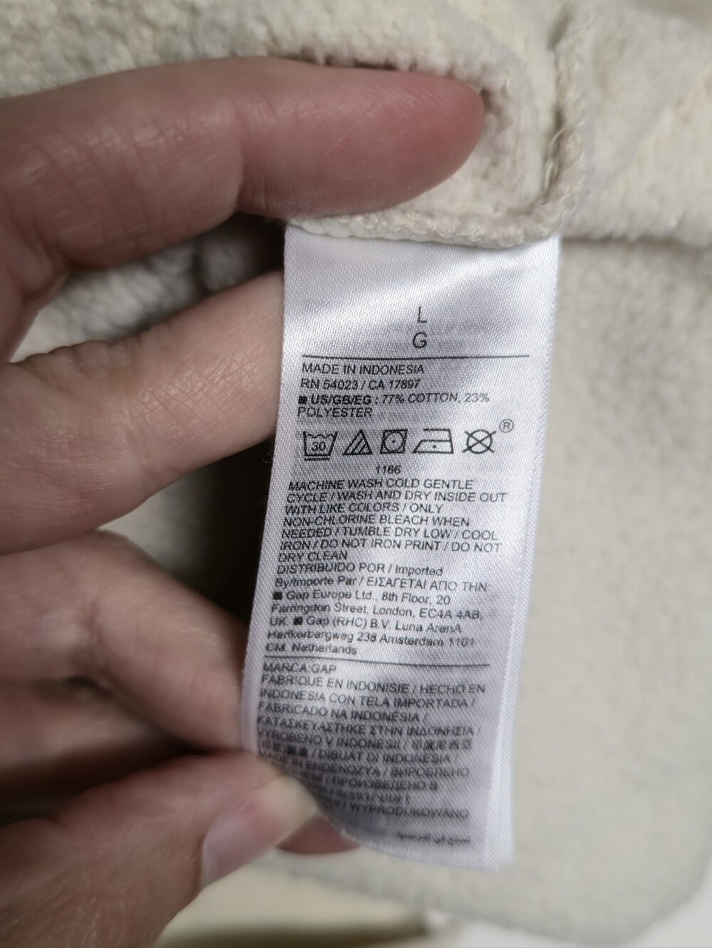 GAP Smiley Originals Cream Sweatshirt with Blue Logo and Yellow Smiley - Picture 10 of 13